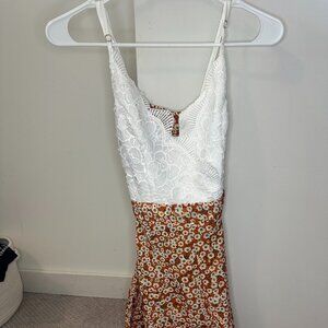 SheIN White and Orange Floral Romper